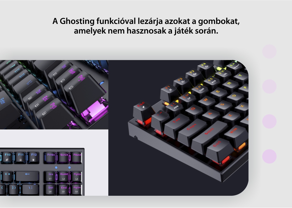 Havit KB857L Gamer Mechanikus Billentyűzet, USB csatlakozás, 1,5 m kábel, RGB világítás