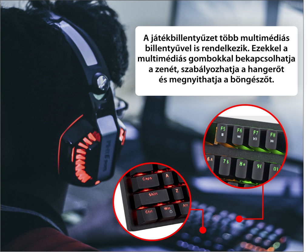 Havit Gamenote KB858L Gaming Billentyűzet, RGB világítás, USB csatlakozás, Kábelhossz 1,65 m