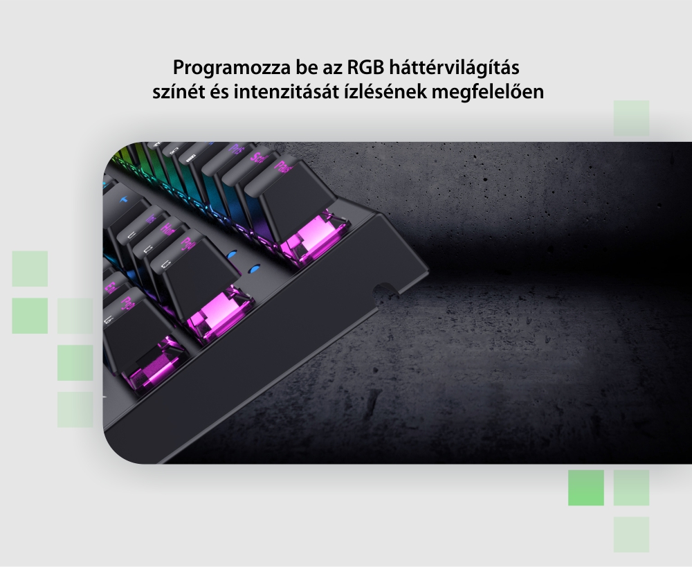 Havit KB857L Gamer Mechanikus Billentyűzet, USB csatlakozás, 1,5 m kábel, RGB világítás