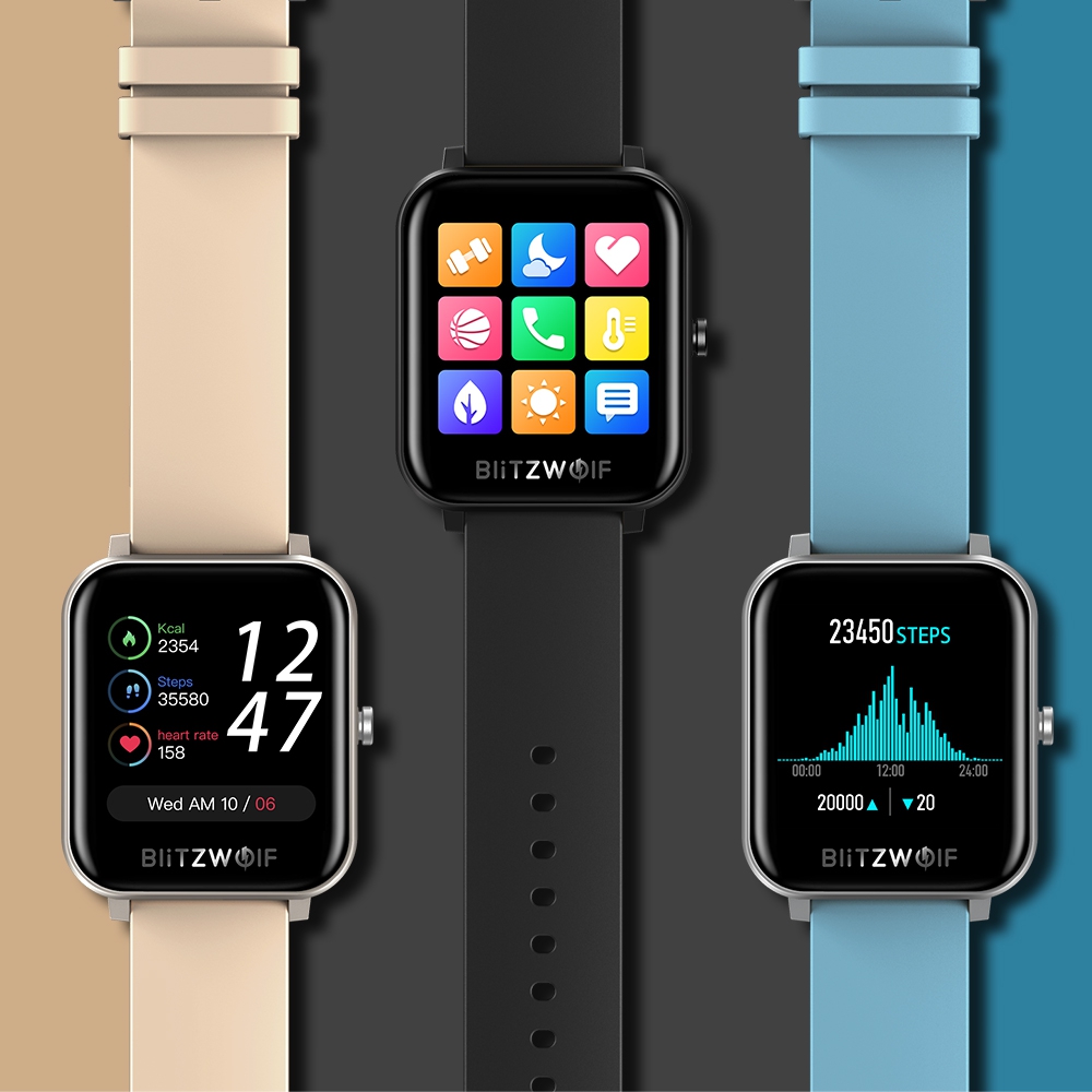 Okosóra BlitzWolf BW-GTC, Egészségügyi monitor, 8 sportmód, Lépésszámláló, Értesítések, Stopper, Riasztás, Fekete