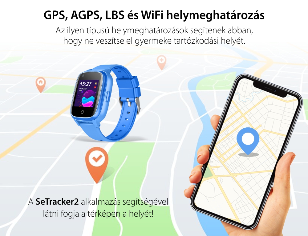 Okosóra gyerekeknek Wonlex KT17, GPS helymeghatározás, Lépésszámláló, Kamera, Üzenetküldés, Videohívás, SOS gomb, Fekete