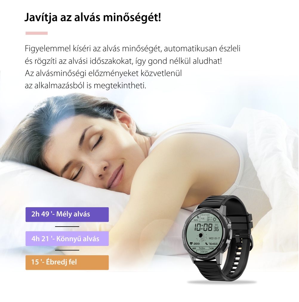 Okosóra Twinkler TKY-XL15, Sportmódokkal, Egészségmegfigyelő funkciókkal, Pulzusszámmal, Vérnyomással, Alvással, Lépésszámláló, Riasztással, Ülő emlékeztetővel, Fekete