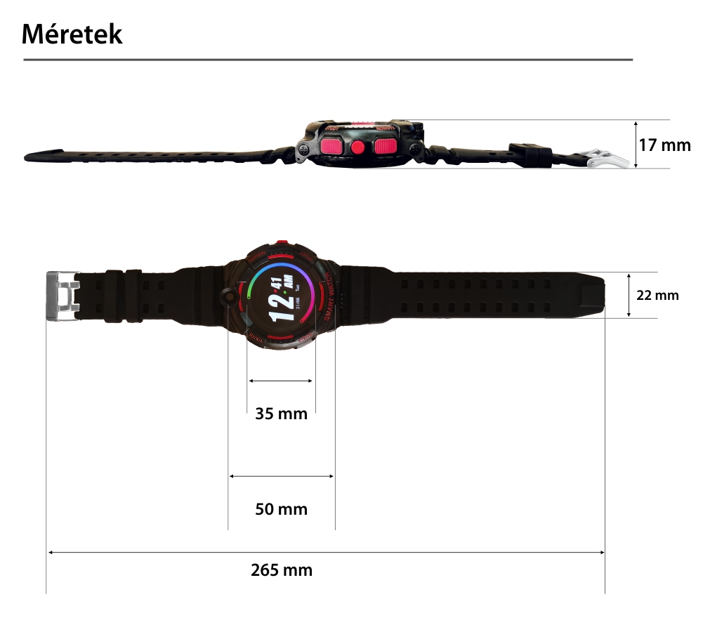 Okosóra gyerekeknek Wonlex KT25, Üzenetértesítések, Lépésszámláló, Kalória, Távolság, Kétirányú kommunikáció, Telefon funkció, Helymeghatározás, Videohívás, Fekete