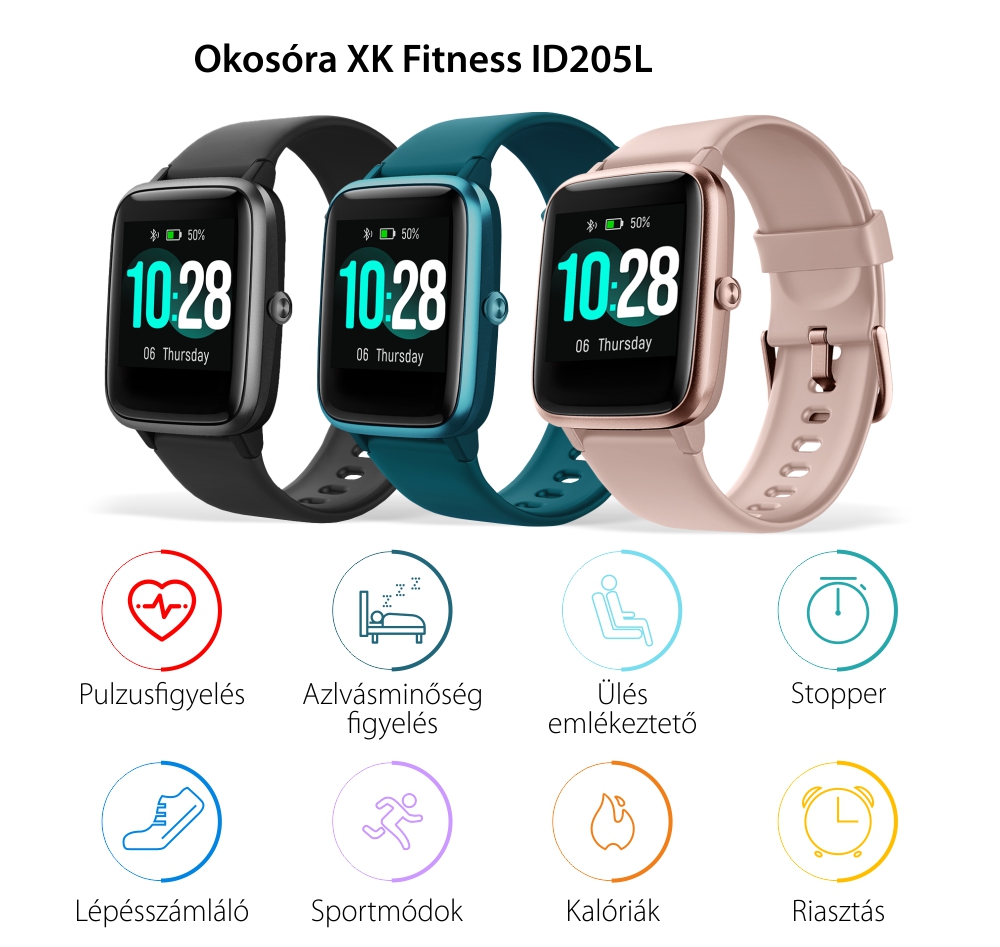 Okosóra XK Fitness ID205L Pulzusmérő, Alvás, Mozgásszegénység, Sport módok, Lépésszámláló, Kalória, Zöld