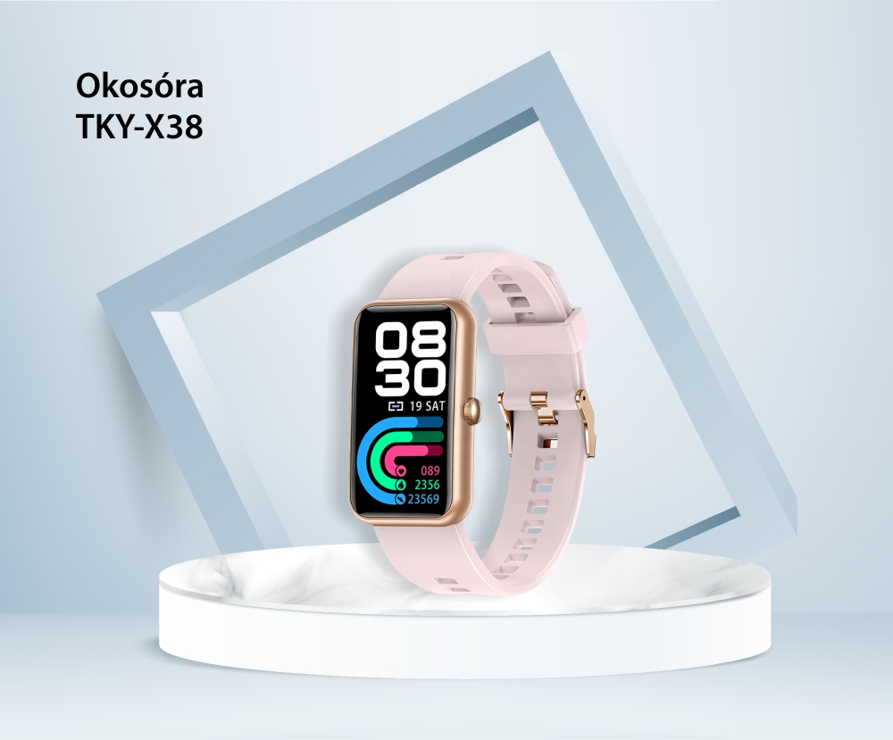 Okosóra Twinkler TKY-X38 Egészség- és Fitneszfunkciókkal, Sportmódokkal, Alvásfigyeléssel, Stopperrel, Ülés emlékeztetővel, Riasztással, Piros