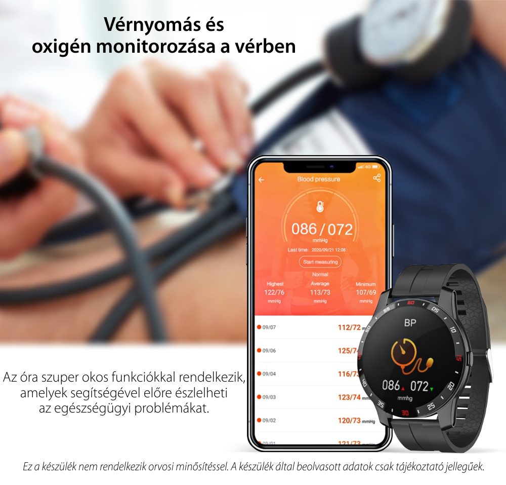 Okosóra XK Fitness F12S Pro Automatikus pulzusméréssel, Vérnyomás, Oxigén, Alvás, Ülő emlékeztető, Sportmódok, Kalória, Fekete