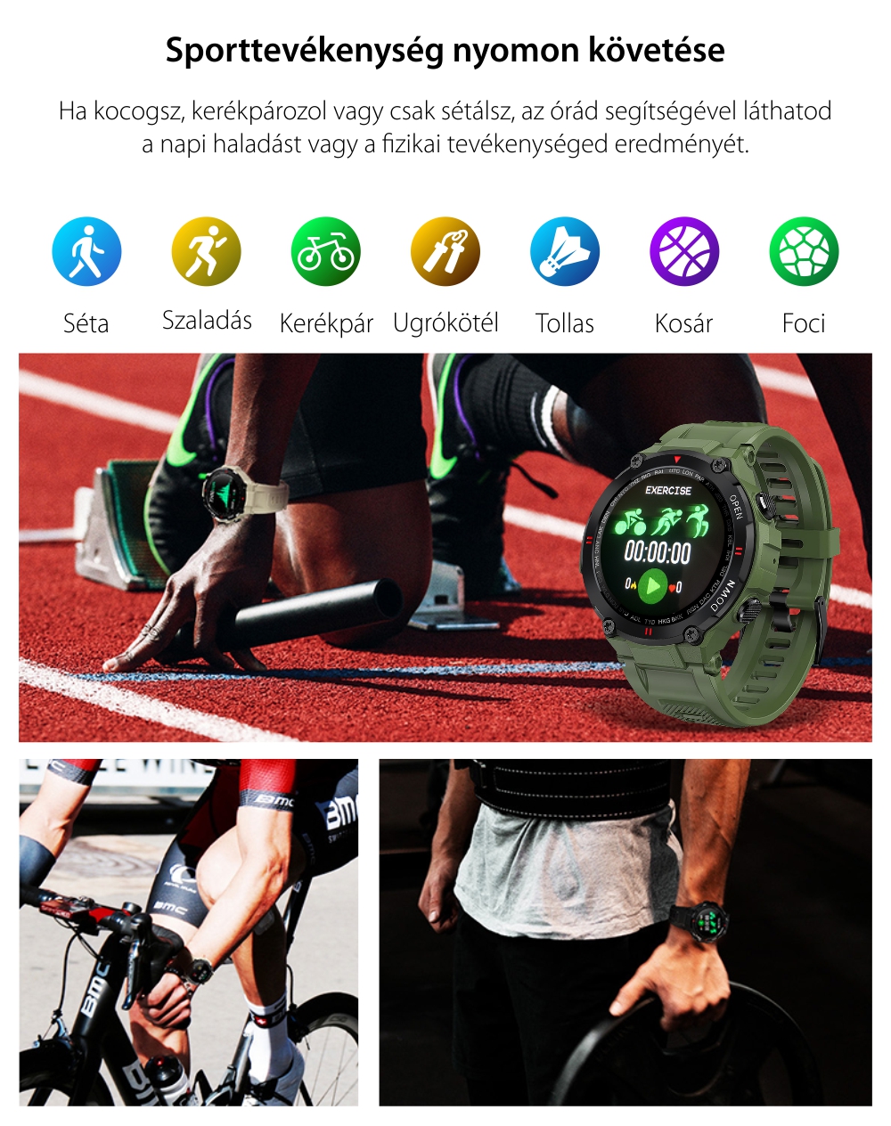 Okosóra XK Fitness K22 Egészségfigyelő funkciókkal, Alvásminőség, Sport módok, Egyéni számlap, Kalória, Távolság, Emlékeztető, Fekete