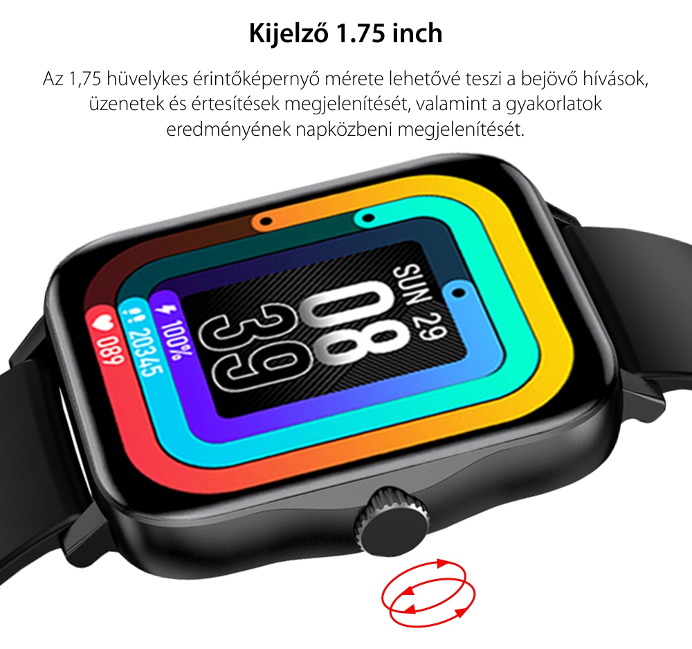 Okosóra XK Fitness M5 1,75″ IPS kijelzővel, Edzés, Kalória, Fehér