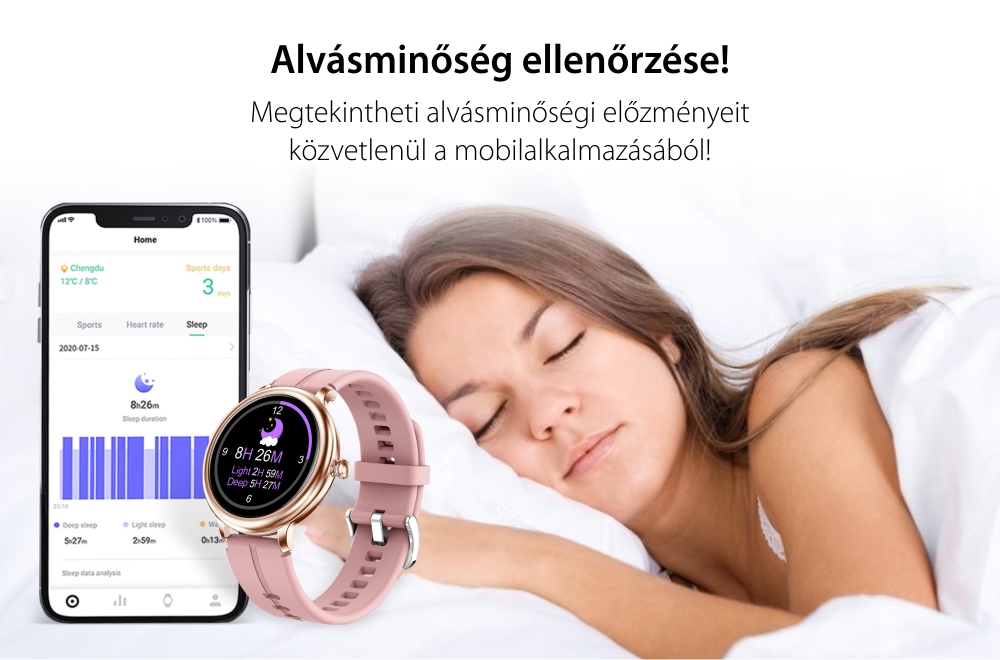 Női Okosóra XK Fitness NY13 1,08″ kijelzővel, Kalória, Pulzus, Fém, Ezüst