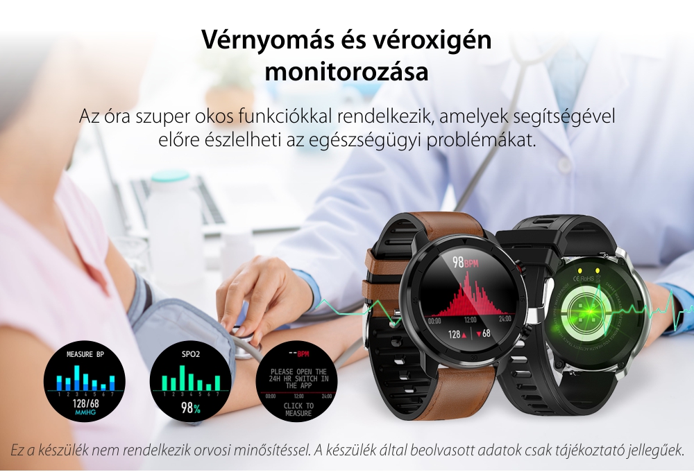Okosóra XK Fitness M97 1,28″ kijelzővel, Egészségügyi funkciók, Edzés, Szilikon, Fekete-Ezüst