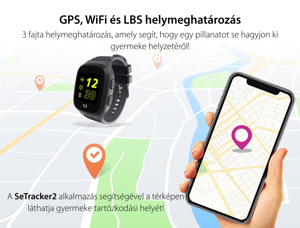 Okosóra gyerekeknek Motto LT31  GPS helymeghatározással, Telefon funkcióval, SOS gombbal, Kék