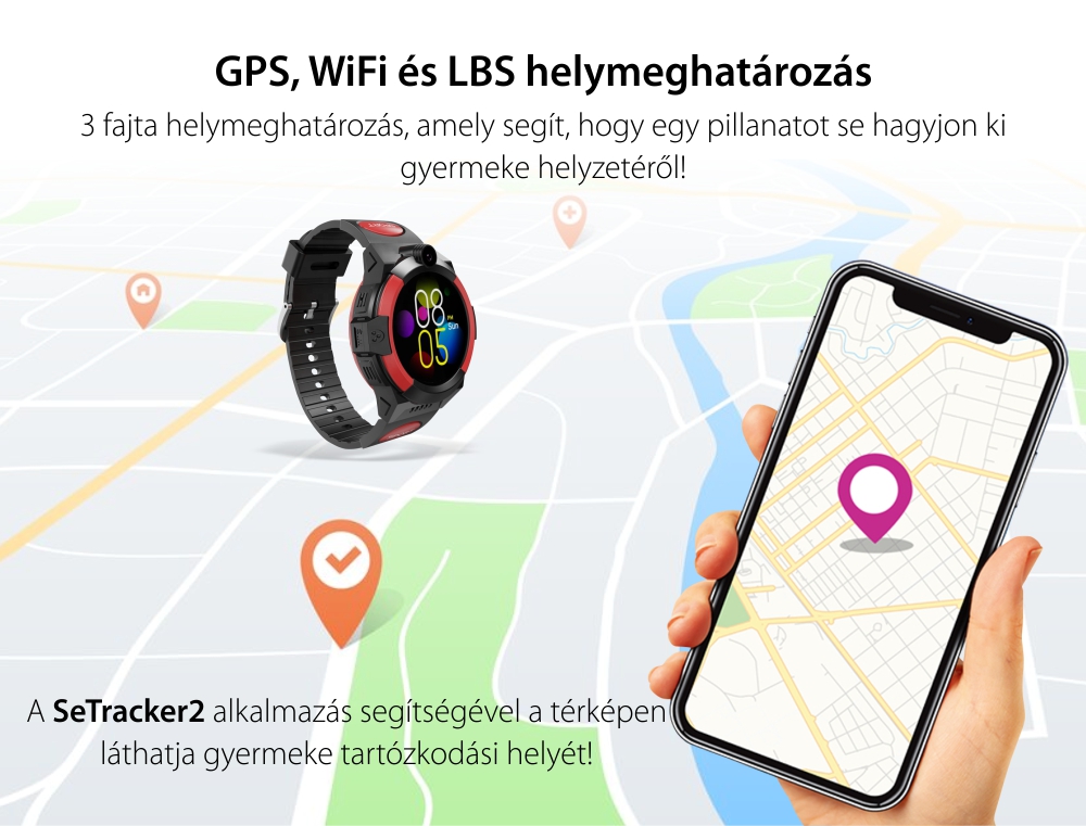 Okosóra gyerekeknek Motto LT32 Telefon funkcióval, GPS helymeghatározással, SOS gombbal, Videohívás, Kék