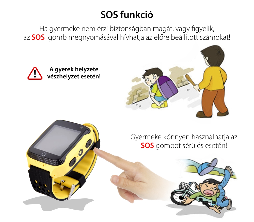 Okosóra gyerekeknek Motto G900A GPS helymeghatározással, Telefon funkcióval, Távfelügyelettel, Előzményekkel, Sárga