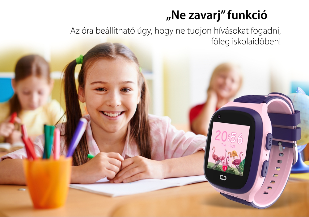Okosóra gyerekeknek Motto LT31  GPS helymeghatározással, Telefon funkcióval, SOS gombbal, Rózsaszín