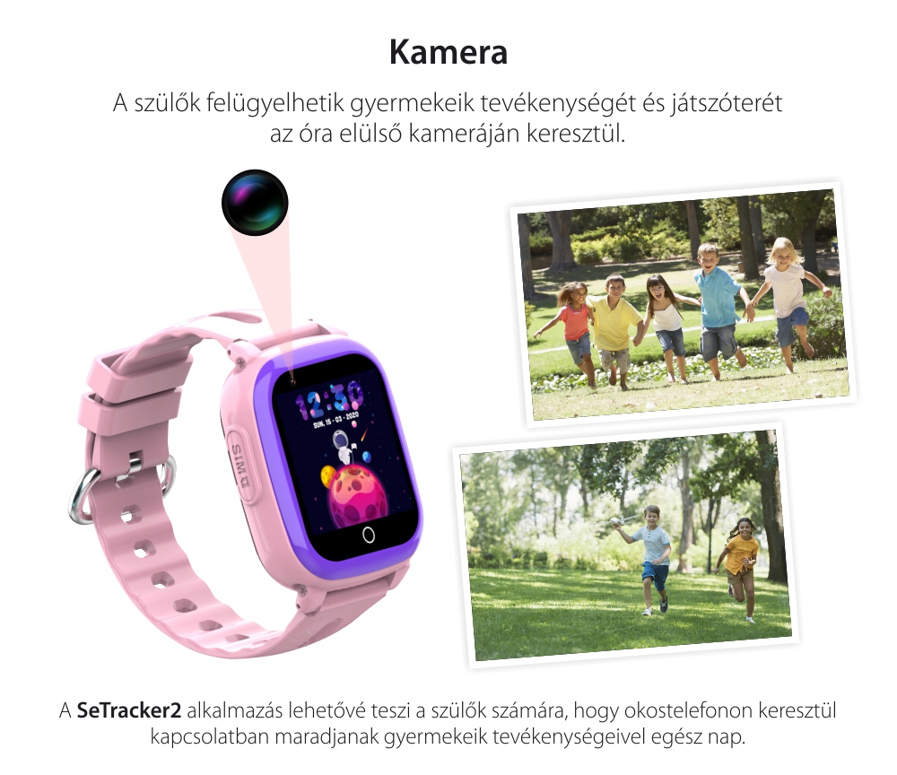 Okosóra gyerekeknek Wonlex KT10S Telefon funkció, Előzmények, Kamera, Lépésszámláló, Riasztás, Videohívás, Rózsaszín