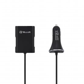 Tellur Autós Töltő, Hosszabbító, 4 USB Port, 9,6 A, 1,8 m, Fekete