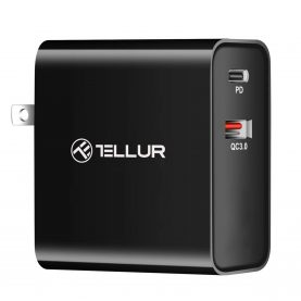 Hálózati töltő Tellur 48W PD30W + QC3.0, 3, Kimenet US, EU, UK, Fekete