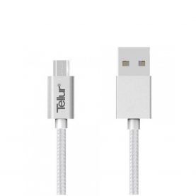 Adat- és Töltőkábel Tellur USB-MicroUSB, Nylon, 1m, Ezüst