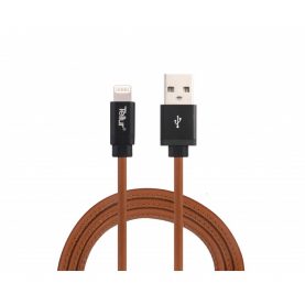Adat- és Töltőkábel Tellur USB – Lightning MFi, Bőr, 1 m, 2,4 A, Barna