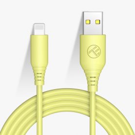 Tellur Adat- és Töltőkábel USB, LED világítás, 5V, 3A, Adatátviteli sebesség 480 Mbps, 1m, Sárga