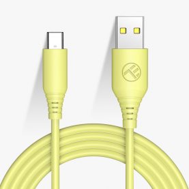 Adat- és Töltőkábel Silicon Tellur USB Type-C-hez, 5 V/Max. 3A, 1m, Szilikagél bevonat, Sárga