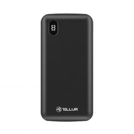 Powerbank Tellur 10000mAh PD100 Külső Akkumulátor tápellátással (18W), Digitális kijelző, QC 3.0, Fekete