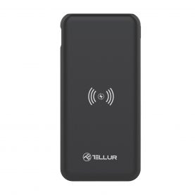 Powerbank Tellur PDW102 Külső Akkumulátor, 10 000 mA, Quick Charge 3, Gyors vezeték nélküli, 18 W, Elegáns kivitel, Fekete