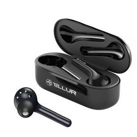 Vezeték nélküli fülhallgató Ambia Tellur True, Intelligens kapcsoló funkció, IPX4 vízálló és izzadságálló, Fekete