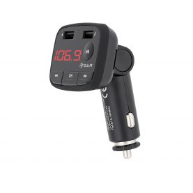 Bluetooth FM modulátor Tellur FMT-B1, Beépített mikrofon, Bluetooth: 5.0+EDR, 2 USB port, Fekete