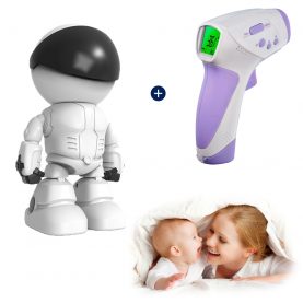 Promóciós Csomag Bébiőr Little White Man A160-W + Digitális Hőmérő HT-668, Alkalmazás, Intelligens zoom, Mikrofon, Éjszakai nézet