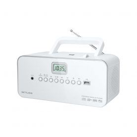 Hordozható Rádió CD/MP3 lejátszó USB-vel MUSE M-28 DG, LCD képernyő, FM antenna rúddal, Fehér