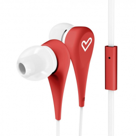 Fülhallgató Vezetékes Energy Style 1+, Fülbe helyezhető, Mikrofon, Lapos kábel, Piros