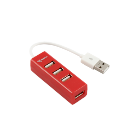 USB Elosztó SBOX H-204R, 4 Port, USB 2.0, Piros