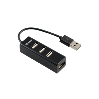 USB Elosztó SBOX H-204R, 4 Port, USB 2.0, Fekete