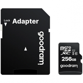 Memóriakártya microSD Goodram 256GB, UHS I, Cls 10 + Adapter,