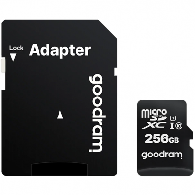 Memóriakártya microSD Goodram 256GB, UHS I, Cls 10 + Adapter,