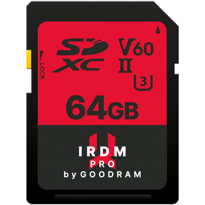 Memóriakártya SD Goodram IRDM PRO 64GB,UHS II,V60, IRP-S6B0-0640R12