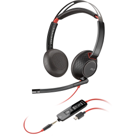 Fejhallgató Call Center Plantronics Blackwire 5220, C5220,USB-A Binaurális, Fekete