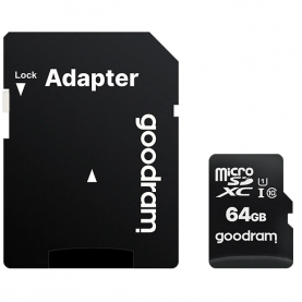 Memóriakártya MicroSD Goodram 64GB,UHS I,cls 10 + adapter, M1AA-0640R12