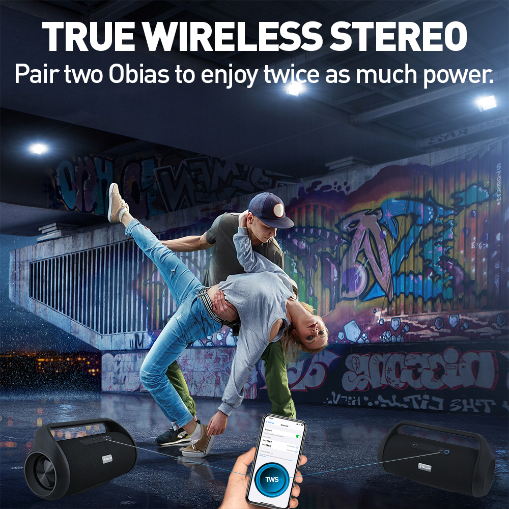 Hordozható hangszoró Bluetooth Tellur Obia 50W, Sztereó, AUX, USB, Akkumulátor 3600mAh, Fekete