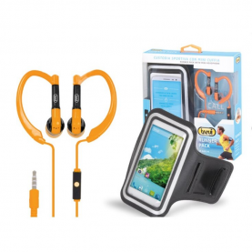 Készlet Futáshoz Smartphone tartó, Fülhallgató over-ear, Narancs + Mágneses tartó Tellur MCM3 szellőzés, Fekete