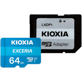 Memóriakártya MicroSD Kioxia Exceria 64GB,UHS I U1+ Adapter, LMEX1L064GG2