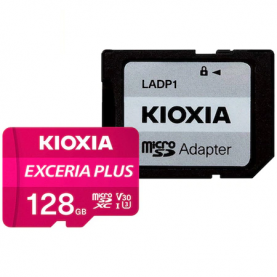 Memóriakártya MicroSD Kioxia Exceria Plus, 128GB,UHS I U3+ adapter, LMPL1M128GG2