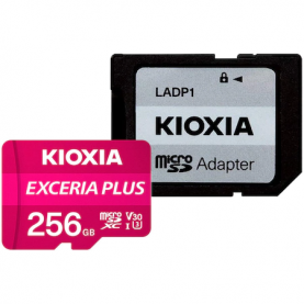 Memóriakártya MicroSD Kioxia Exceria Plus, 256GB,UHS I U3+ adapter, LMPL1M256GG2
