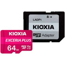 Memóriakártya MicroSD Kioxia Exceria Plus, 64GB,UHS I U3+ adapter, LMPL1M064GG2