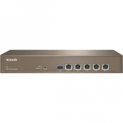Router QoS VPN Tenda G3, 1 x LAN Gigabit, 4 x WAN Gigabit, 1 x USB, Ezüst