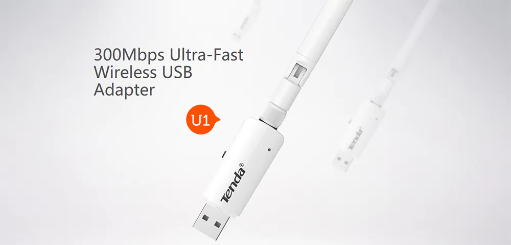 Adapter USB Wireless TENDA U1, 300 Mbps, Antenna 3.5dBi, Fehér
