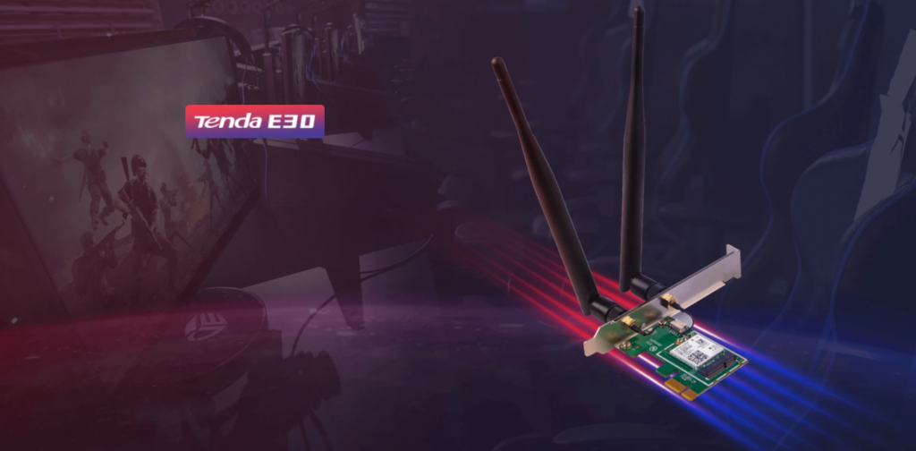 Hálózati Kártya Tenda E30 PCIe Bluetooth 5.0, Wi-Fi 6, AX3000, Antenna 2x, Fekete
