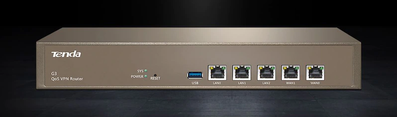 Router QoS VPN Tenda G3, 1 x LAN Gigabit, 4 x WAN Gigabit, 1 x USB, Ezüst