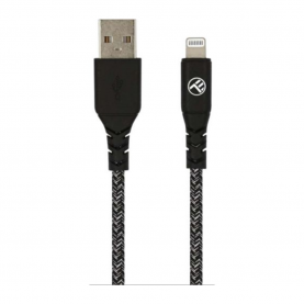 Adatkábel Tellur Green USB MFI Lightning, 2.4, 1m, Nylon, Újrahasznosított műanyag, Fekete